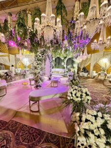 crystal beaded decor, floral decor, events designers, nikkah ceremony