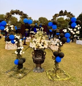 floral-decorators birthday bash, thematic decor, floral setup, open air