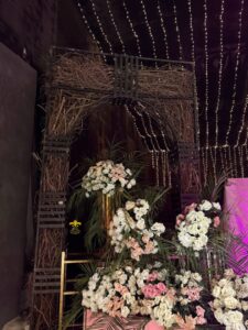 selfie booth, party planners, wedding decor, floral entrance