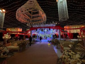 indoor wedding, themed setup, sangeet night, decorators
