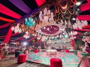 dance floor, hanging garden, chandeliers, stage