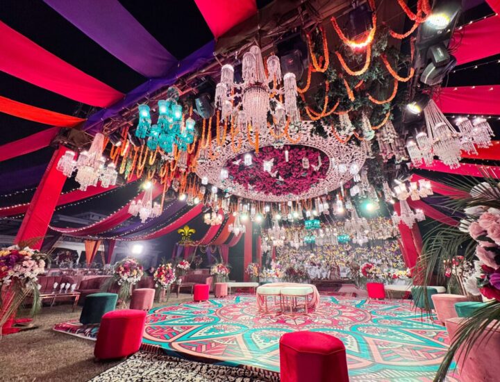 dance floor, hanging garden, chandeliers, stage