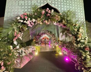 entrance decor, floral arch, events planners, a2z events solutions