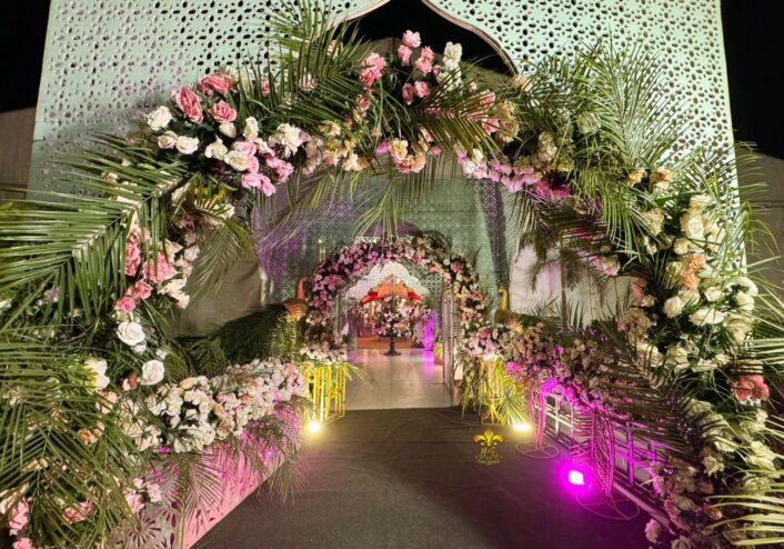 entrance decor, floral arch, events planners, a2z events solutions