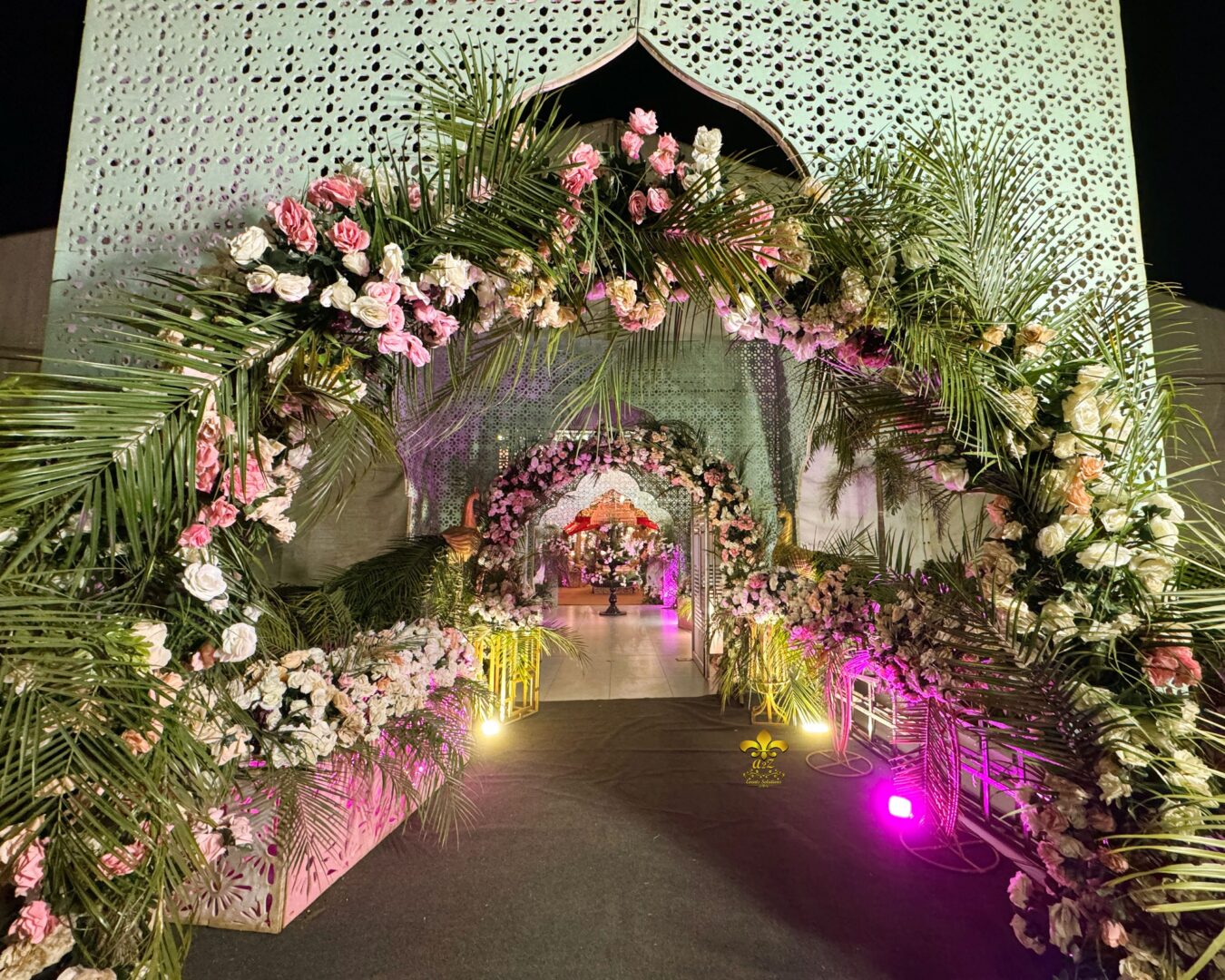 entrance decor, floral arch, events planners, a2z events solutions