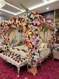 floral-bed-decor floral decor, masehri setup, wedding planners, events designers
