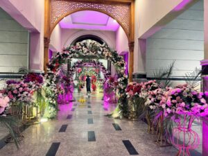 tunnel, entrance decor, arches, floral setup