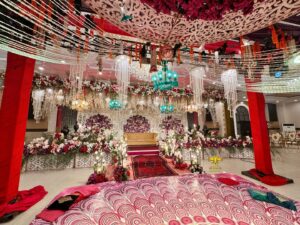 indoor setup, wedding stage, events designers, a2z events solutions