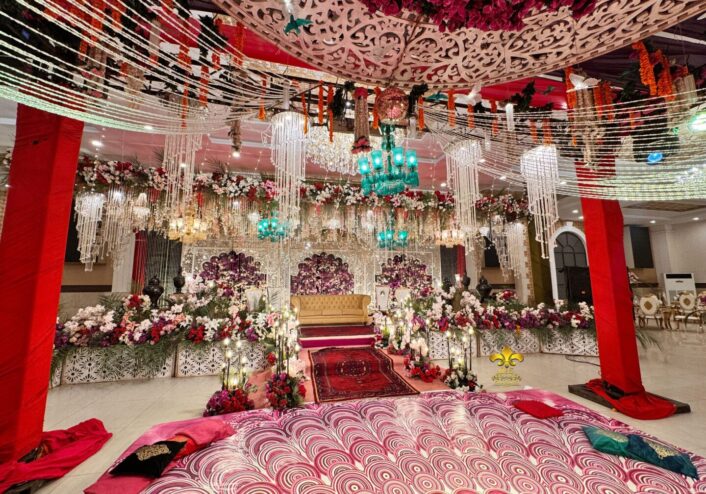 indoor setup, wedding stage, events designers, a2z events solutions