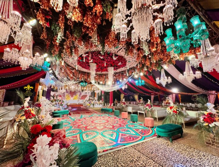 wedding designers, colorful draping, event decor, mehndi event