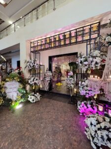 wedding-entrance nikkah ceremony, floral decor, events management, hanging chandeliers