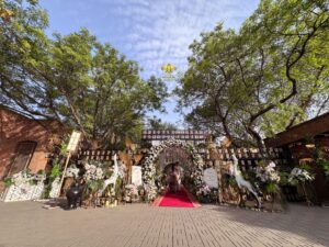 daytime-grand-wedding-entrance grand entrance, crystal beaded decor, event designers, selfie corner