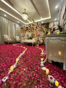 executive-class-room-decor candles walkway, romantic setup, exotic decor, bride room