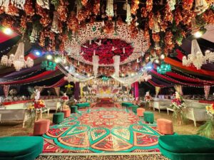 stage decor, dance floor, floral decor, draping