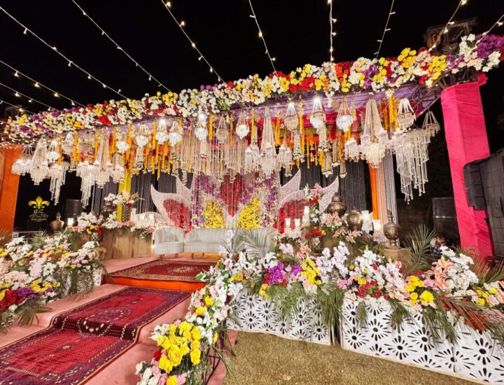 wedding stage, mehndi stage, grand stage, outdoor stage
