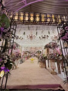 wedding-entrance-setup events designers, nikkah ceremony, carpeted walkway, entrance decor