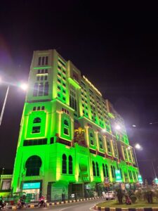 14th-aug-lighting-setup pakistan day decor, white & green lights, corporate event services, catering company