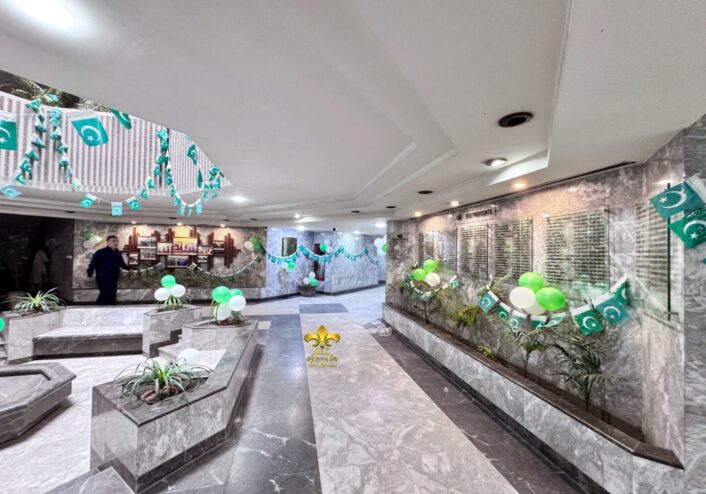 buntings decor, green & white setup, 14 august, corporate planners