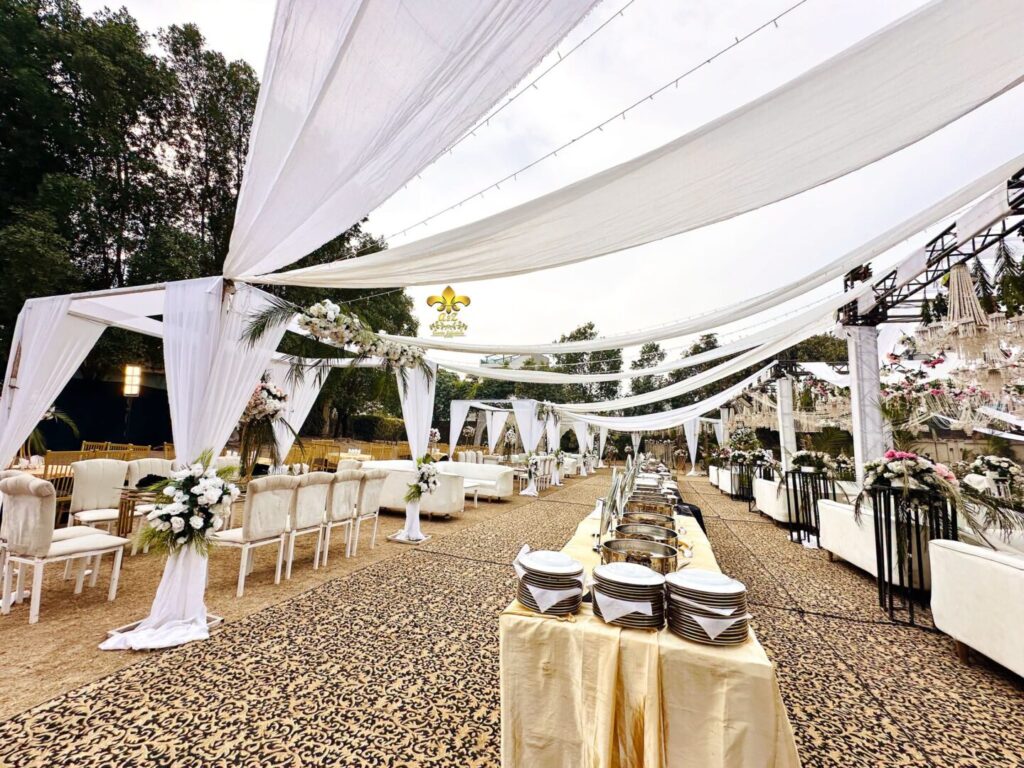 outdoor-catering catering setup, wedding caterers, fairy lights, a2z events solutions