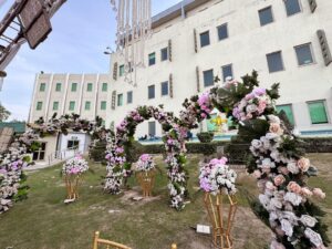 outdoor-decorations floral arches, selfie corner, outdoor decor, events decorators