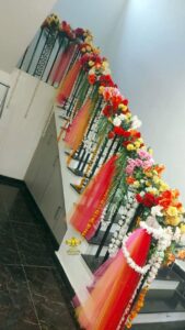 stairs-floral-decorations wedding designers, a2z events solutions, pre wedding decor, catering