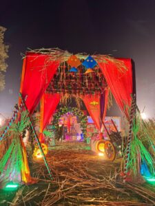 village theme, entrance decor, company event, corporate event planner