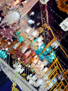 wedding-lighting hanging garden, chandeliers, outdoor setup, wedding management
