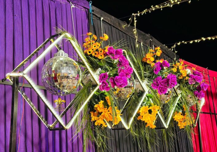open air decor, thematic lighting, wall paneling, events management