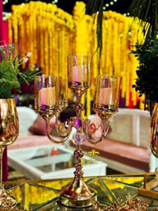 wedding-setup candles stand, event planners, walkway decor, mehndi decor