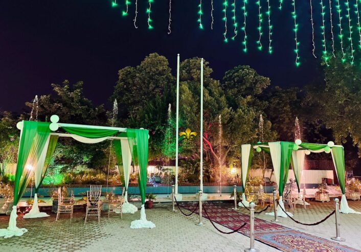 outdoor setup, entrance decor, open air event, caterers