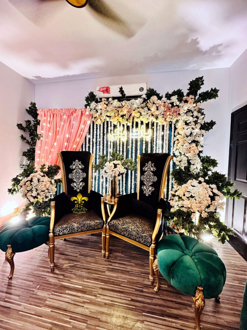 stages designers, floral decor, catering company, intimate setup