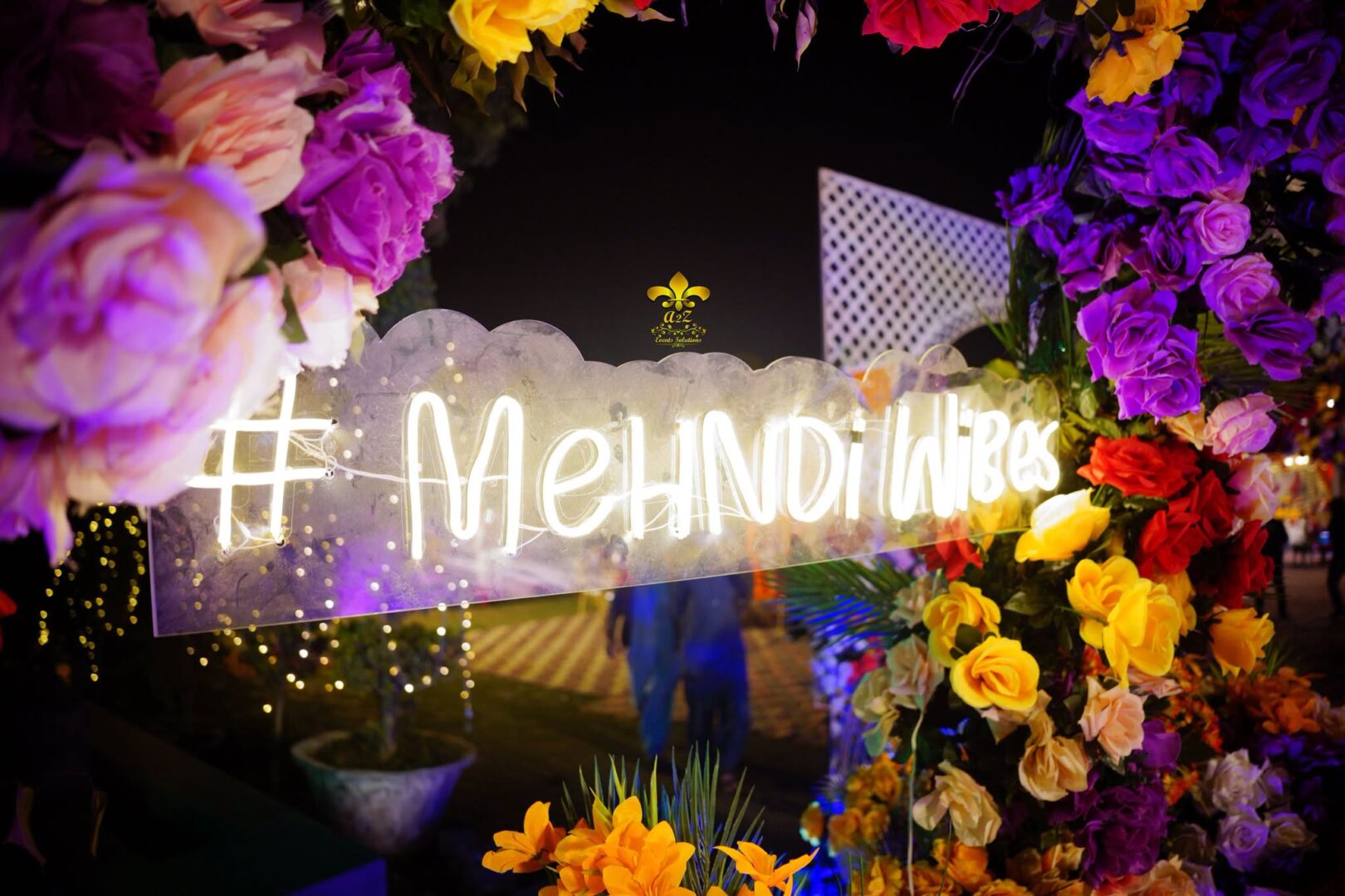 welcome decor, wedding designers, mehndi event, open air event