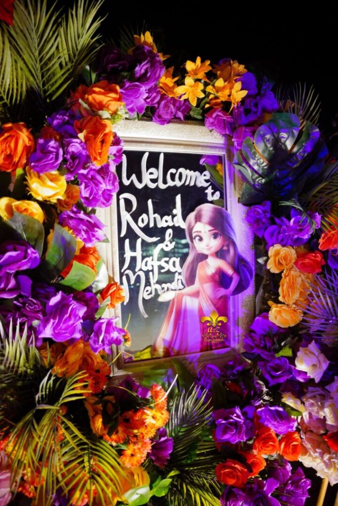 wedding-designers-and-planners entrance decor, welcome board, events management, a2z events