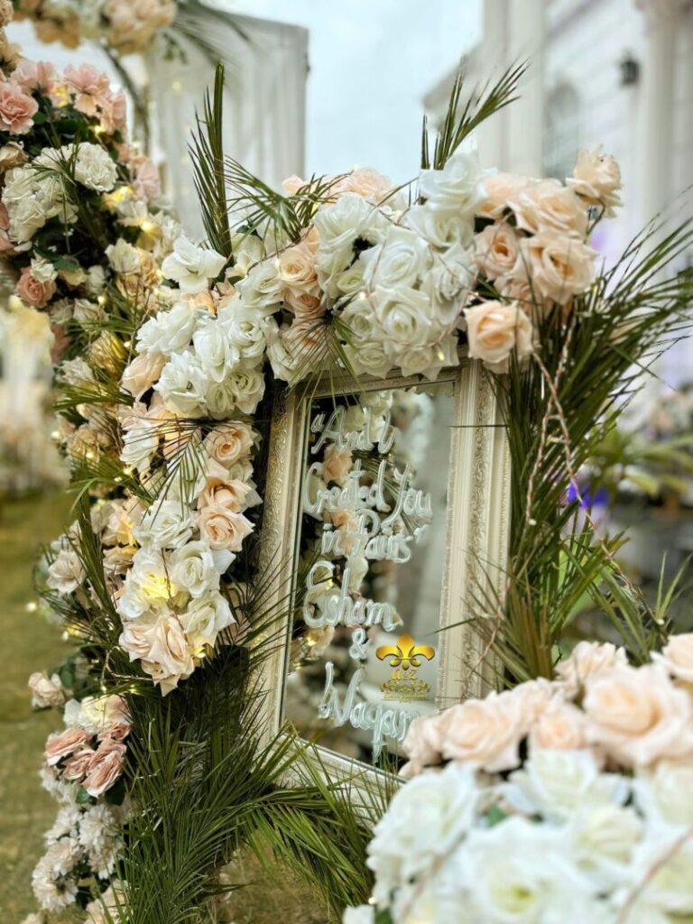 event-decorators canvas board, floral decor, welcome board, wedding designers