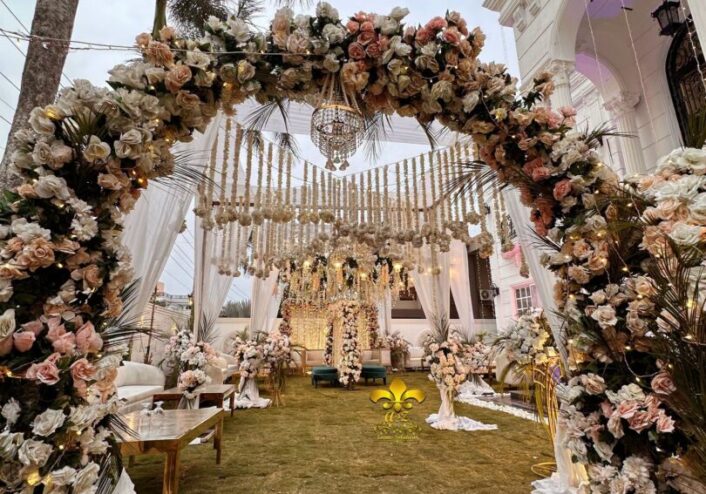 floral arches, entrance decor, daytime wedding, events solutions