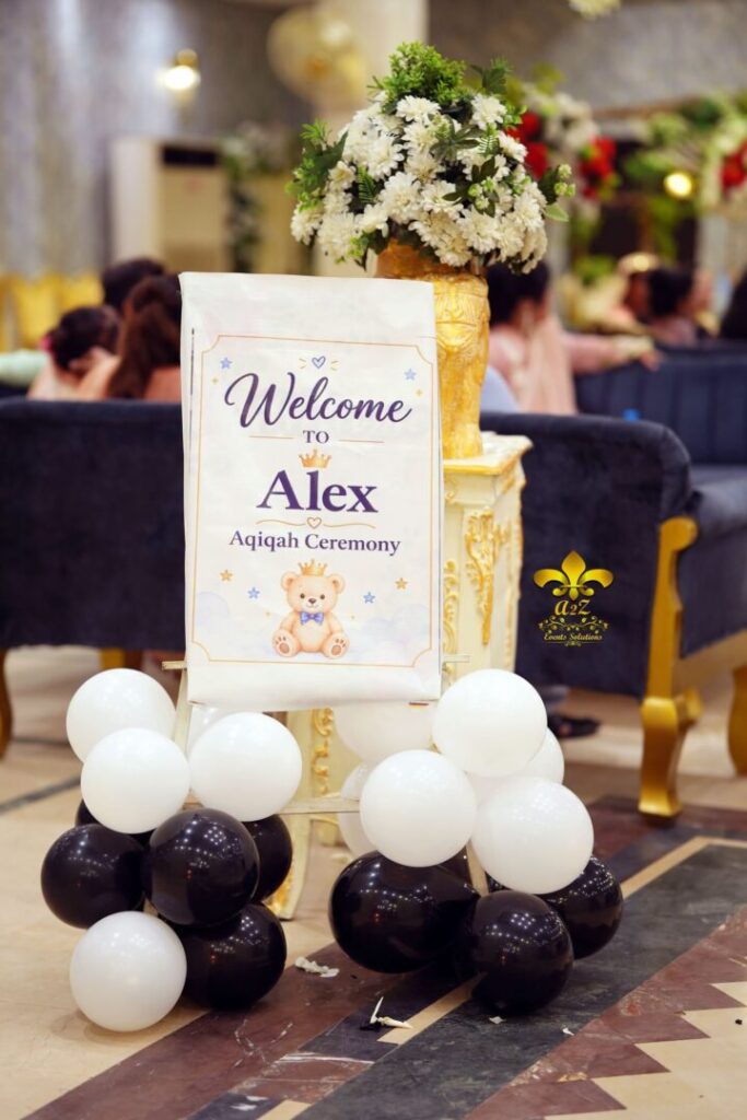 party-planners balloons decor, welcome board, indoor setup, birthday bash