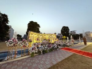 qabool-hai-ceremony floral backdrop, outdoor setup, wedding management, a2z events
