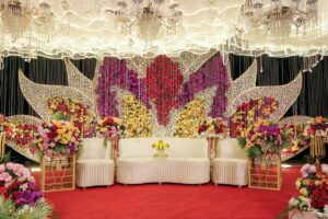 wedding stage, colourful setup, events management, a2z events