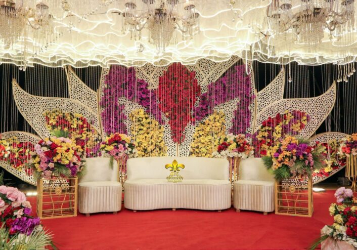 wedding stage, colourful setup, events management, a2z events