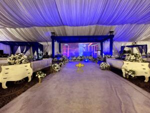 walkway-setup corporate event, indoor setup, floral decor, events management